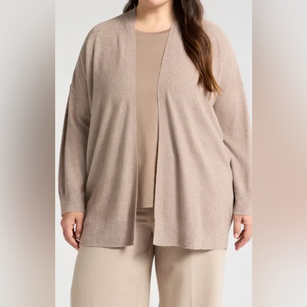 Eileen Fisher Lightweight Open Front Cardigan size L Coastal Cottage